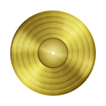 Blank Gold Record Isolated On White Background