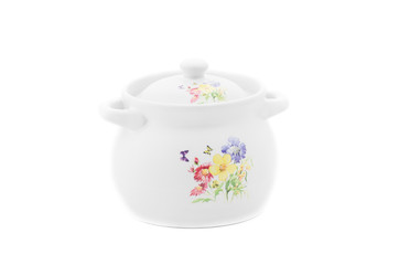 Ceramic pot isolated on white background