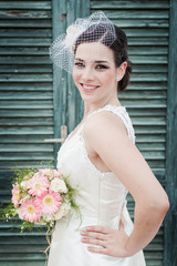 Bride with wedding bouquet