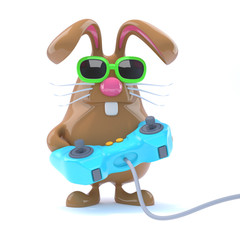 Chocolate bunny plays videogames