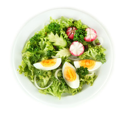 Fresh mixed salad with eggs, salad leaves and other vegetables,