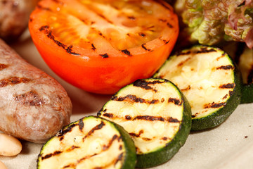 sausages with grilled vegetables