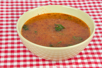 bowl of hot tomato soup