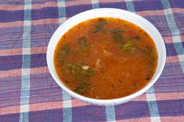 bowl of hot tomato soup
