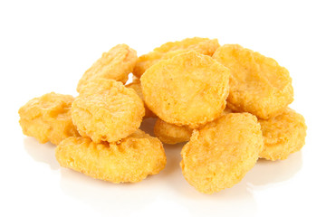 Fried chicken nuggets isolated on white