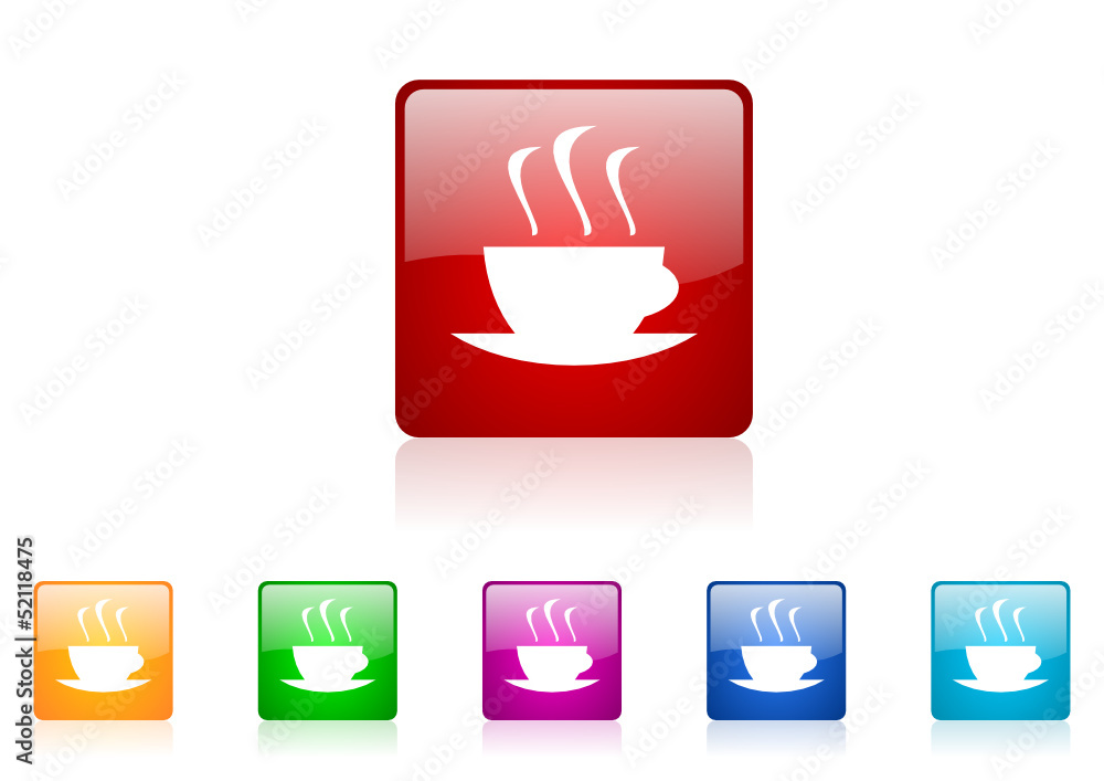 Poster coffee vector glossy web icon set