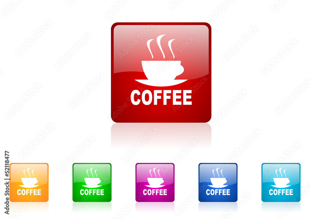 Poster coffee vector glossy web icon set