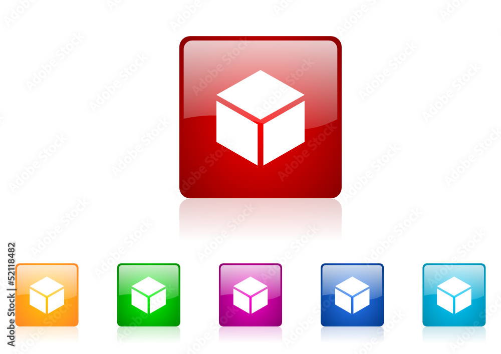 Poster cube vector glossy web icon set