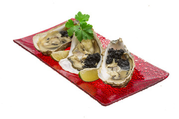 Oysters with black cavair