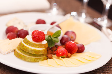 cheese and fruits for appetizer