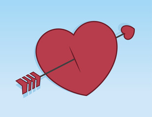 Cupid's arrow piercing through heart