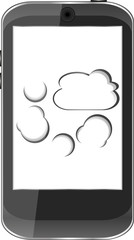 Cloud computing concept. Mobile smart phone with cloud icon