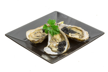 Oysters with black cavair