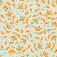 vector seamless autumn floral pattern