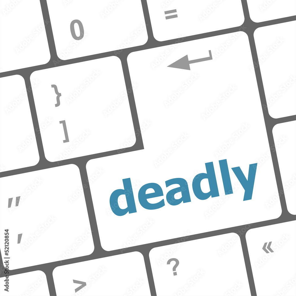 Poster deadly word on computer pc keyboard key