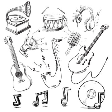 Musical instruments and icons collection