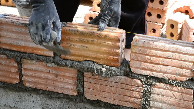 labor build brick in construction site