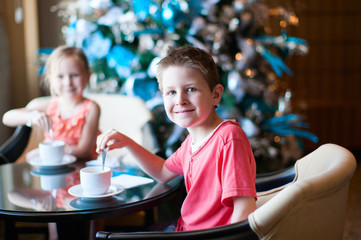 Kids drinking tea