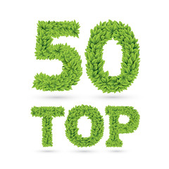 Top 50 text of green leaves