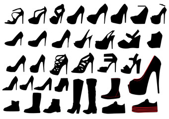 Set of woman shoe silhouettes