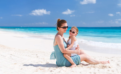 Mother and daughter at beach