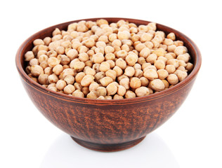 Beans in bowl isolated on white