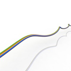 Communication computer cable with reflection. 3D render.