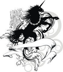 heraldic unicorn crest tattoo coat of arms in vector format
