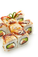 Salmon and Smoked Eel Maki Sushi