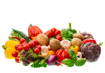 group of fresh vegetables and herbs. healthy food