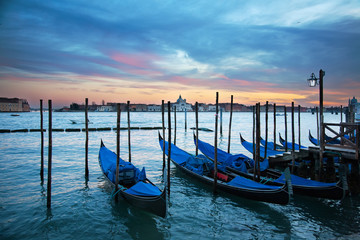 Gondolas at the Gran Canal in Venice, Italy