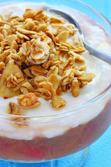 Rhubarb yogurt granola parfait