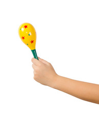 Color maracas percussion music instrument as white isolate backg