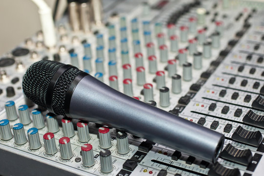 Microphone closeup lying in the console