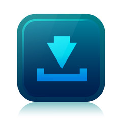 Rounded square download icon with reflection