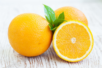 Oranges with leaves