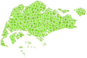 Fototapeta na wymiar Decorative map of Singapore in a mosaic of little green squares