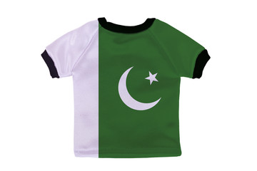 Small shirt with Pakistan flag isolated on white background