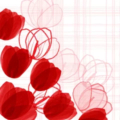 Washable wall murals Abstract flowers Red tulips