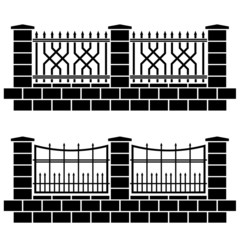 vector metal ornate fence black icons