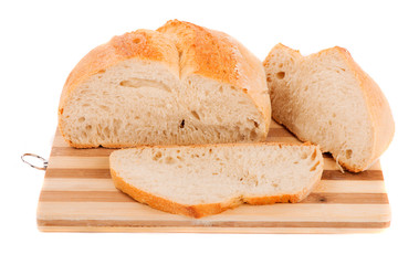 Slices of bread isolated on white background