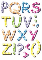 Letters with white flowers P - Z and symbols