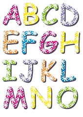 Naklejka premium Letters with white flowers A - O