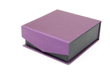 purple gift box closed on white background