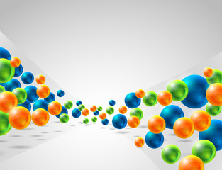 abstract vector background with blue orange and green spheres 