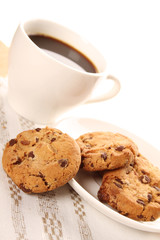 Chocolate cookies and a cup of coffee