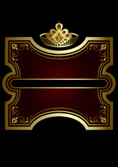 Gold frame with shiny burgundy background