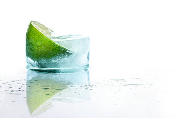Fresh lime and slice with ice