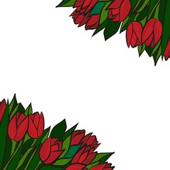 czerwone tulipany kwiaty ozdobne tło z miejscem na tekst © demonique