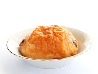 Chocolate croissant isolated on white background
